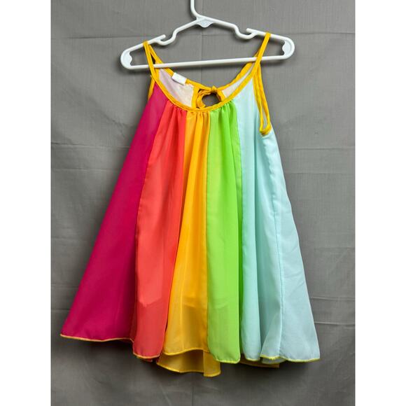 Girls Rainbow Swing Tank Top Size S, Summer Sleeveless Shirt Colorful Flowy - Picture 3 of 4